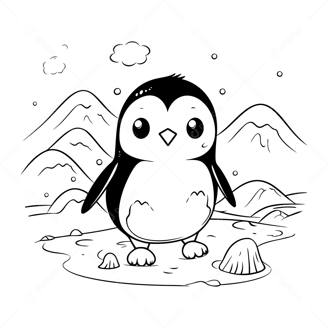 Pinguim Desenho Para Colorir Vetor EPS