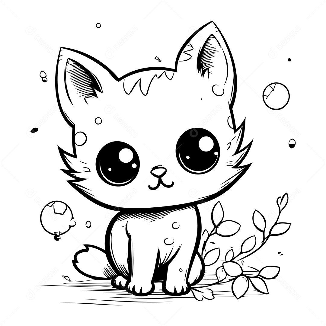 Gato Desenho Para Colorir Vetor EPS