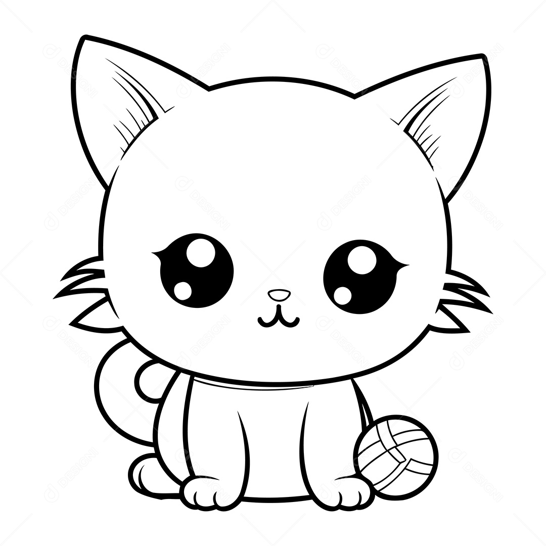 Gato Desenho Para Colorir Vetor EPS