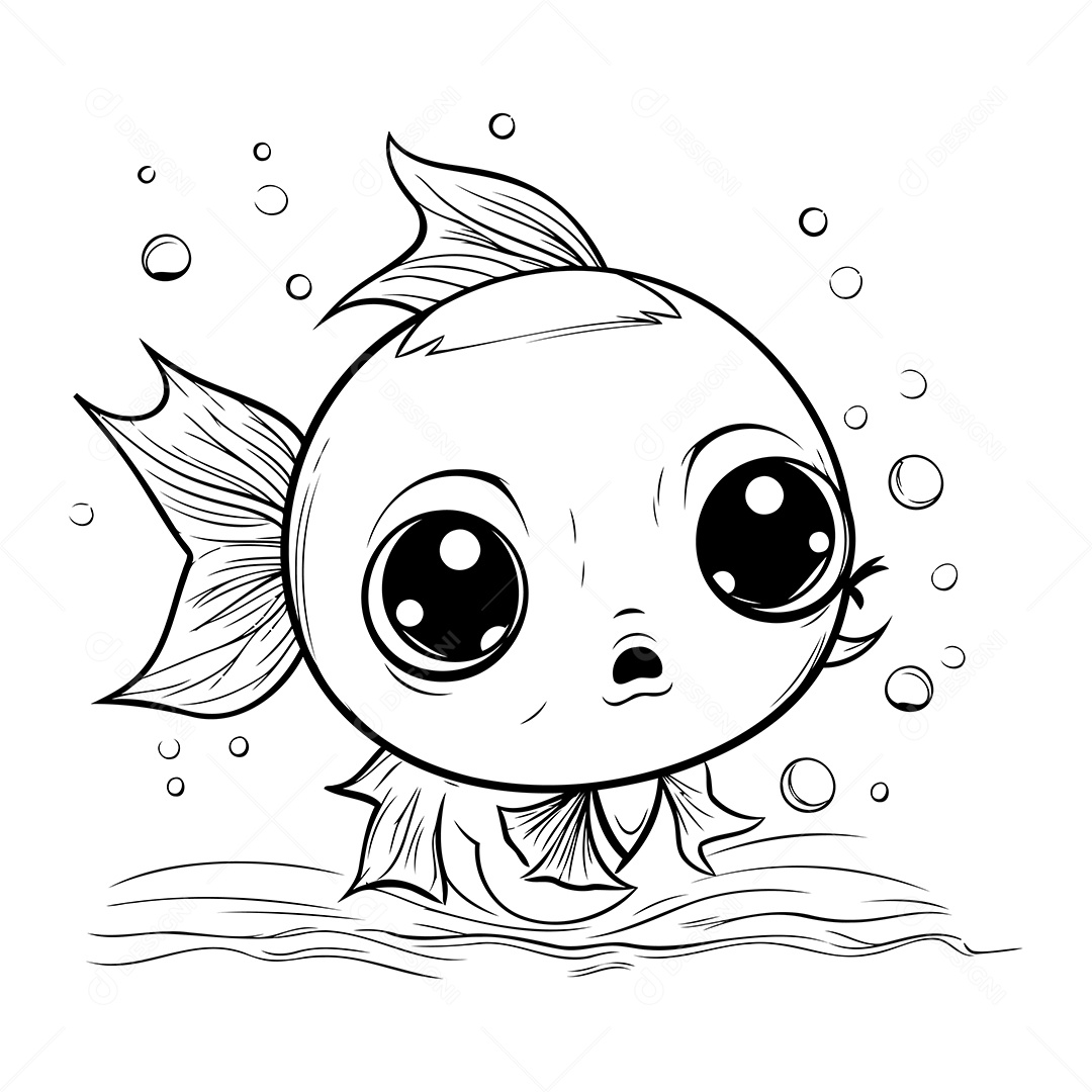 Peixe Desenho Para Colorir Vetor EPS