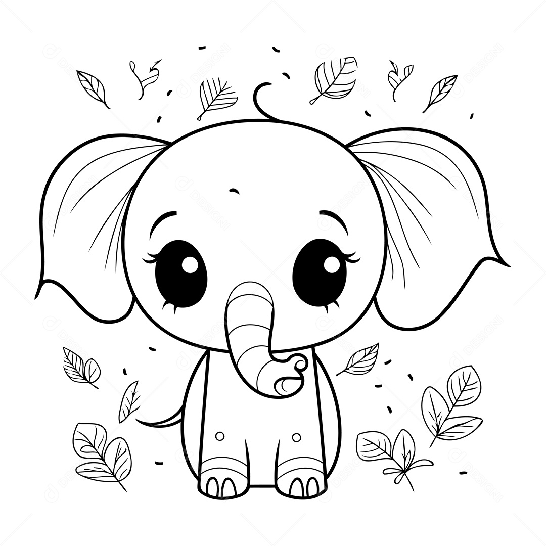 Elefante Desenho Para Colorir Vetor EPS