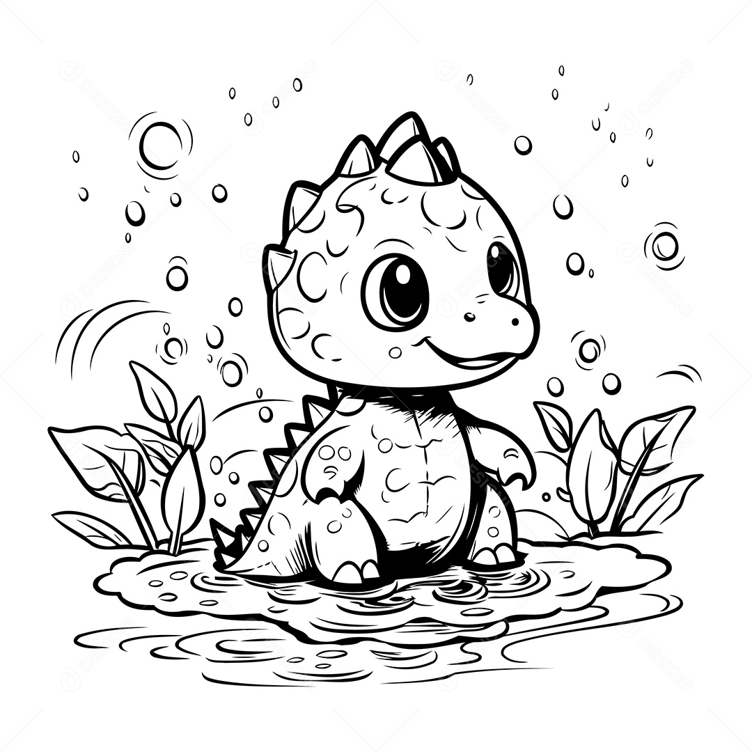 Dinossauro Desenho Para Colorir Vetor EPS