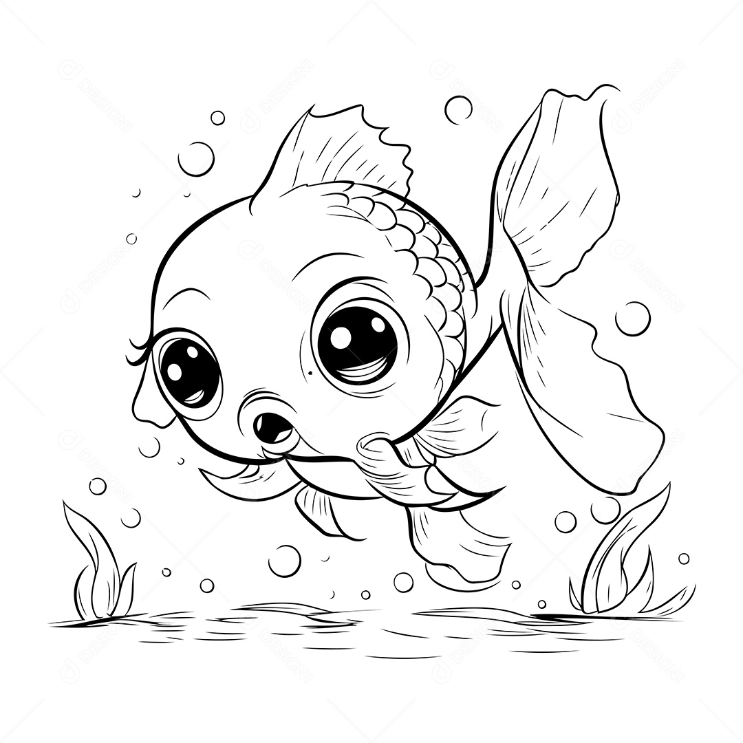 Peixe Desenho Para Colorir Vetor EPS
