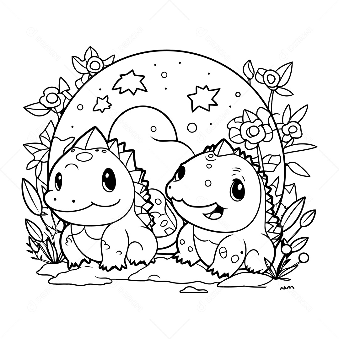 Dinossauro Desenho Para Colorir Vetor EPS