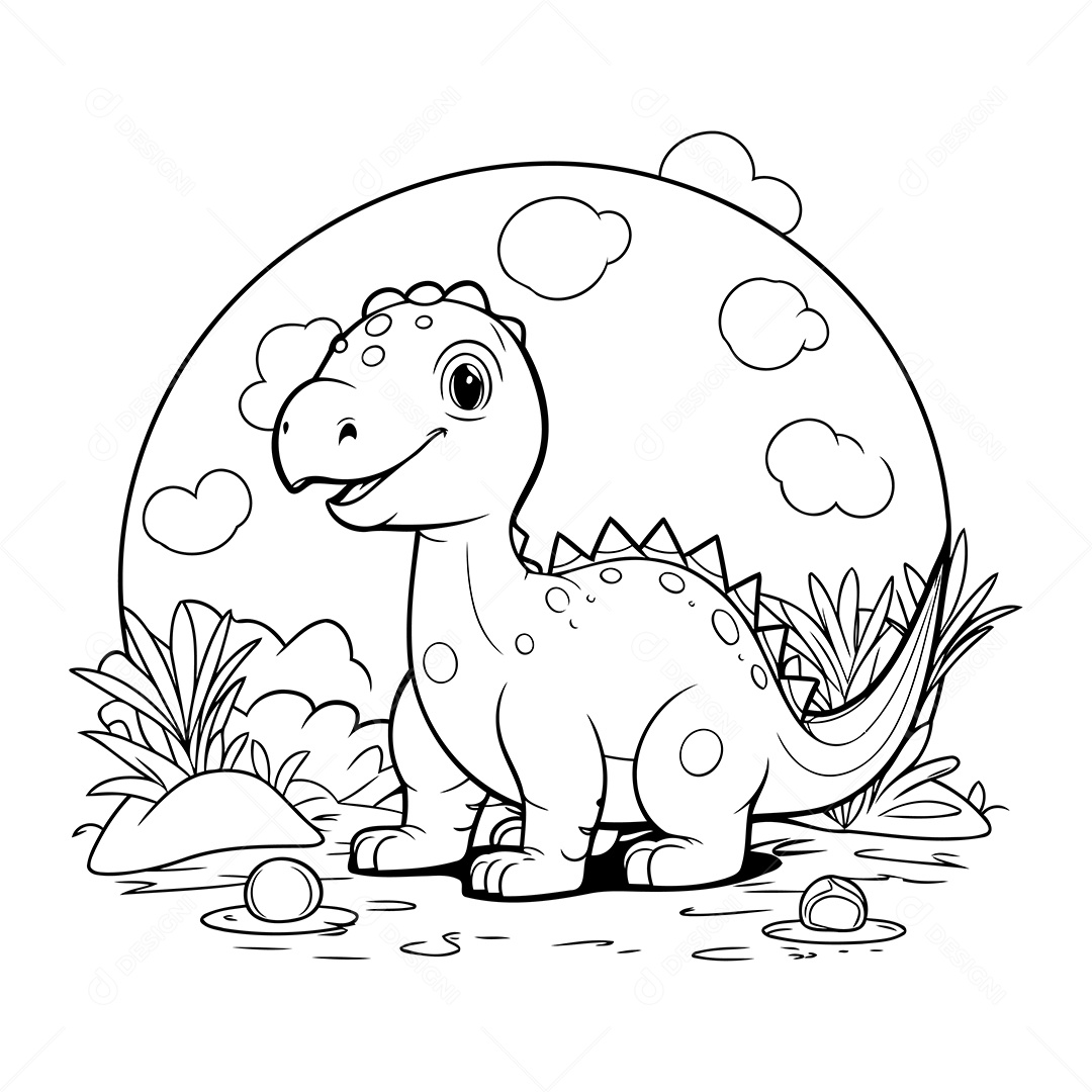 Dinossauro Desenho Para Colorir Vetor EPS