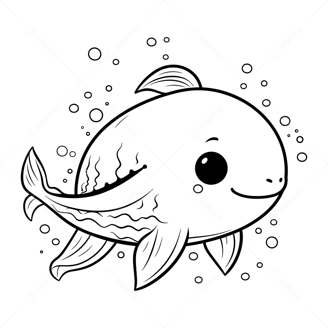 Peixe Desenho Para Colorir Vetor EPS