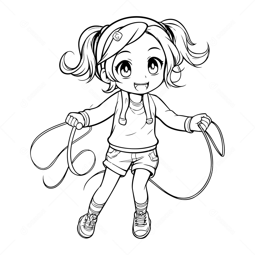 Garota Desenho Para Colorir Vetor EPS