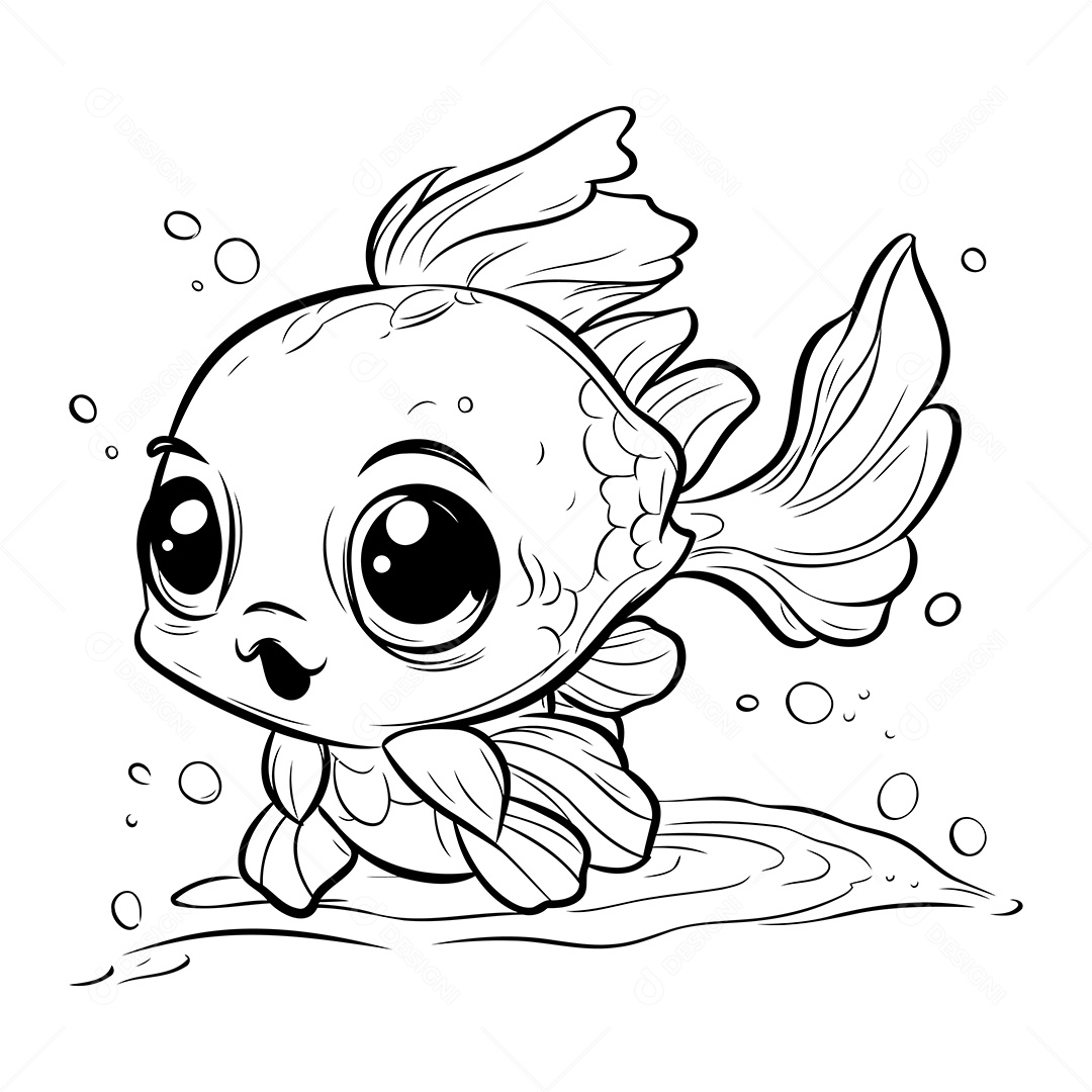 Peixe Desenho Para Colorir Vetor EPS