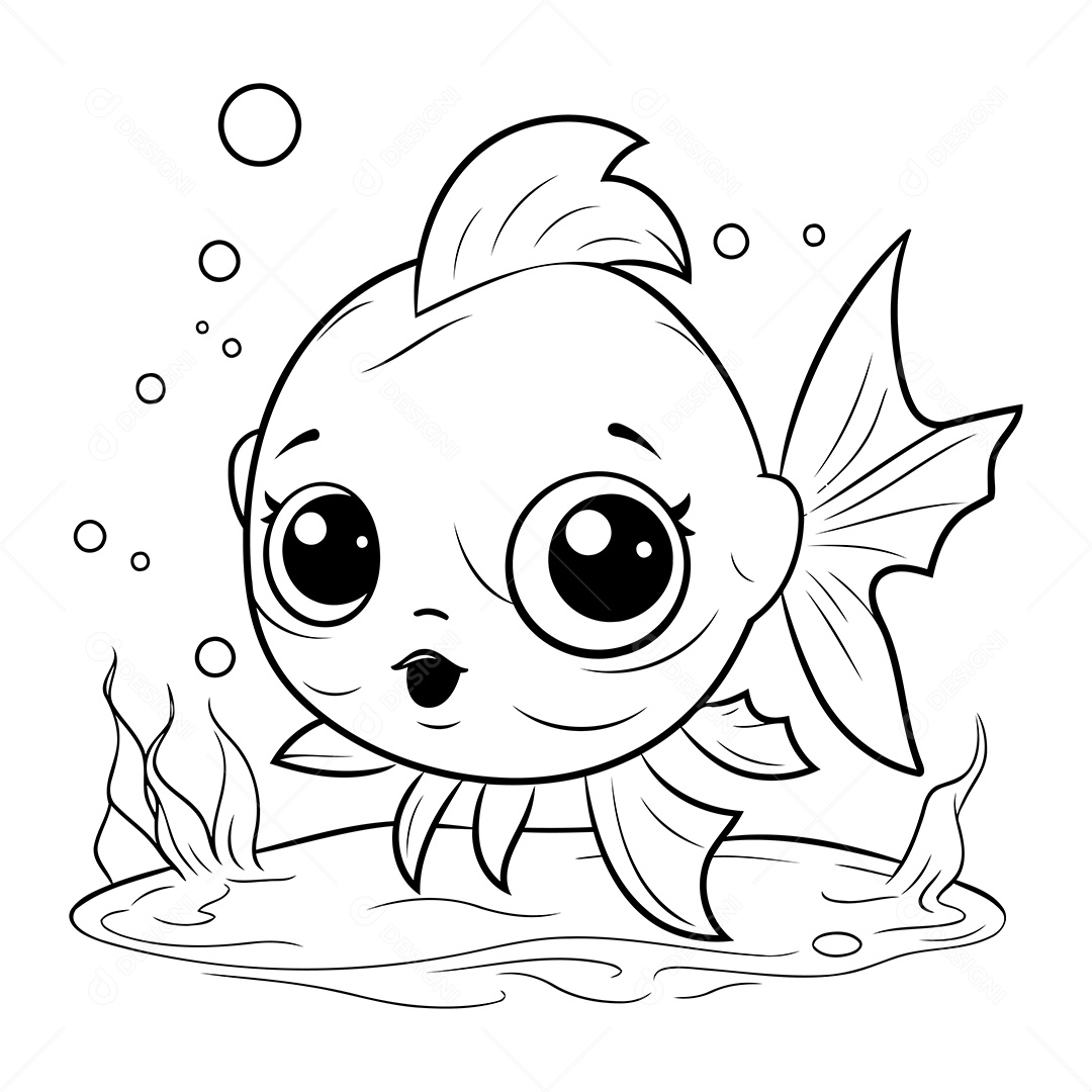 Peixe Desenho Para Colorir Vetor EPS