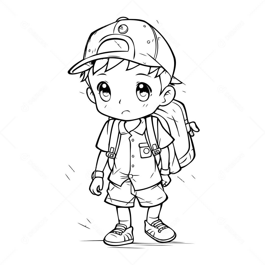 Garoto Desenho Para Colorir Vetor EPS