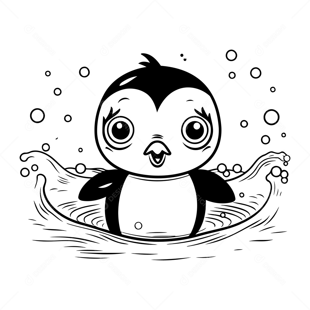 Pinguim Desenho Para Colorir Vetor EPS