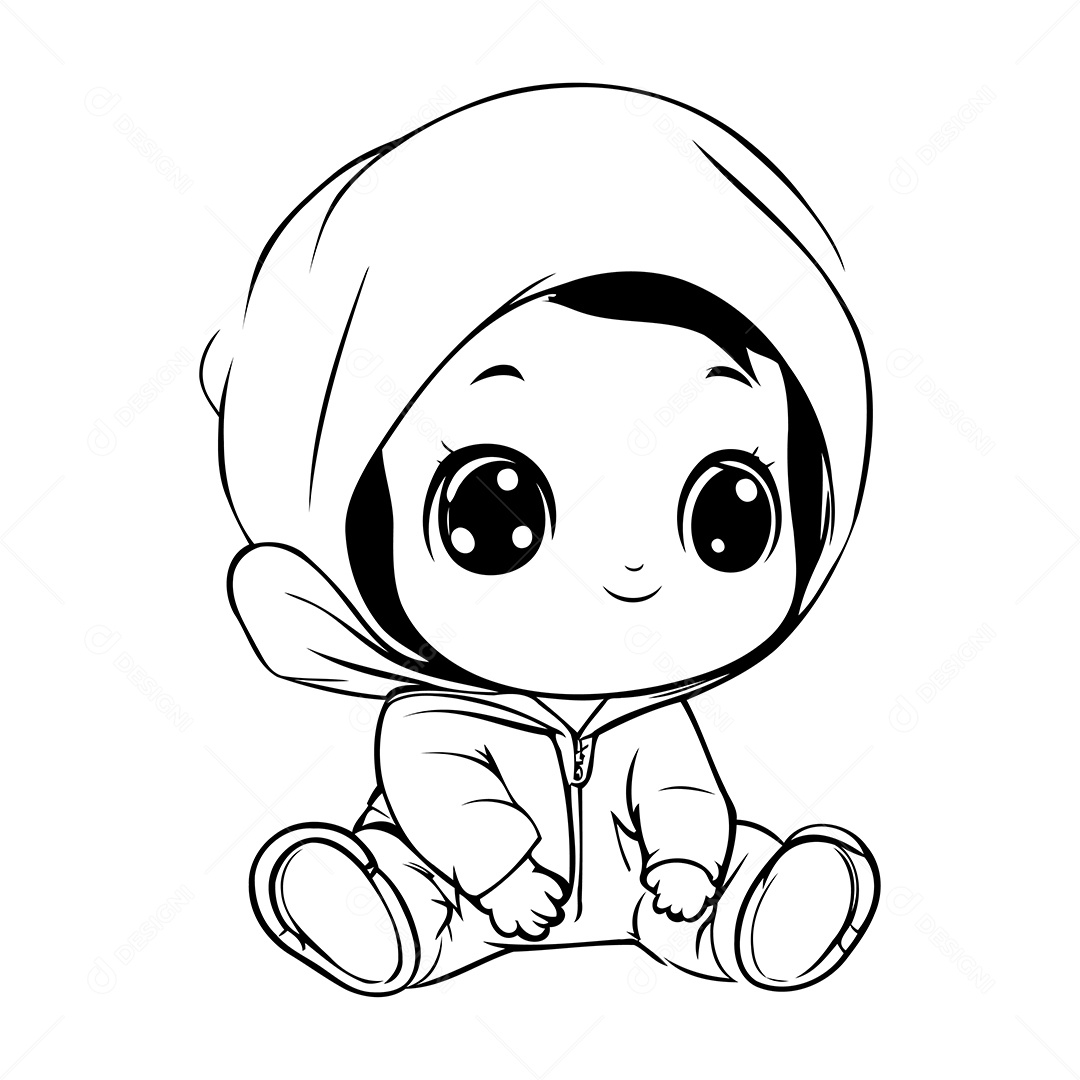 Bebê Desenho Para Colorir Vetor EPS
