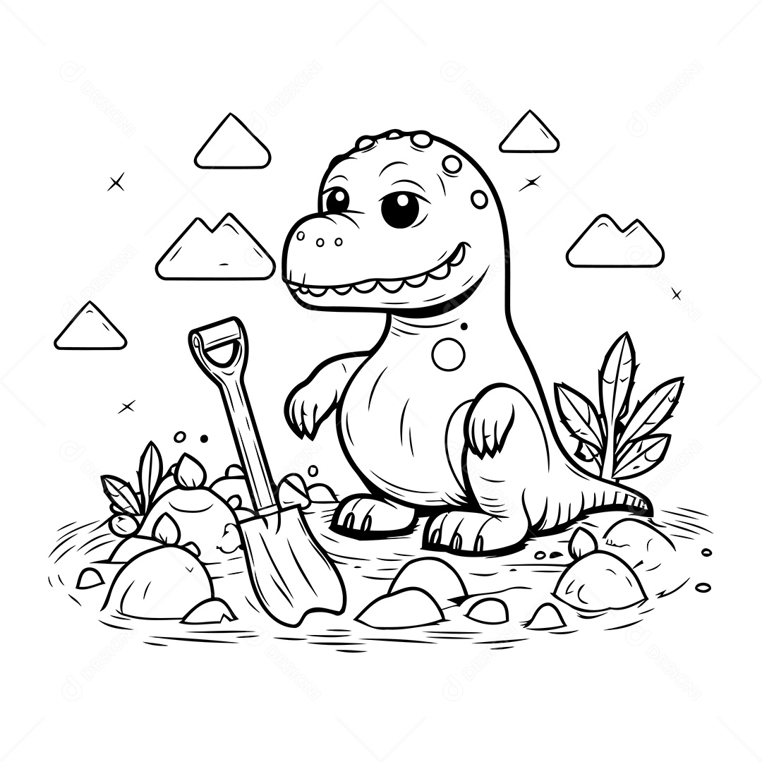 Dinossauro Desenho Para Colorir Vetor EPS