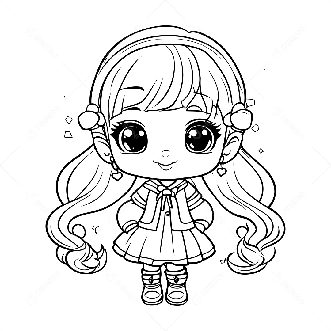 Garota Desenho Para Colorir Vetor EPS