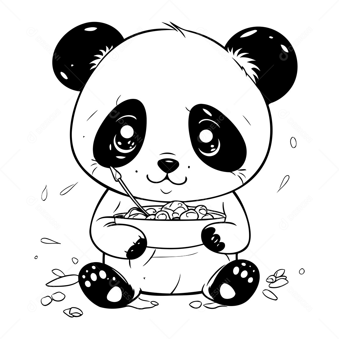 Urso Panda Desenho Para Colorir Vetor EPS