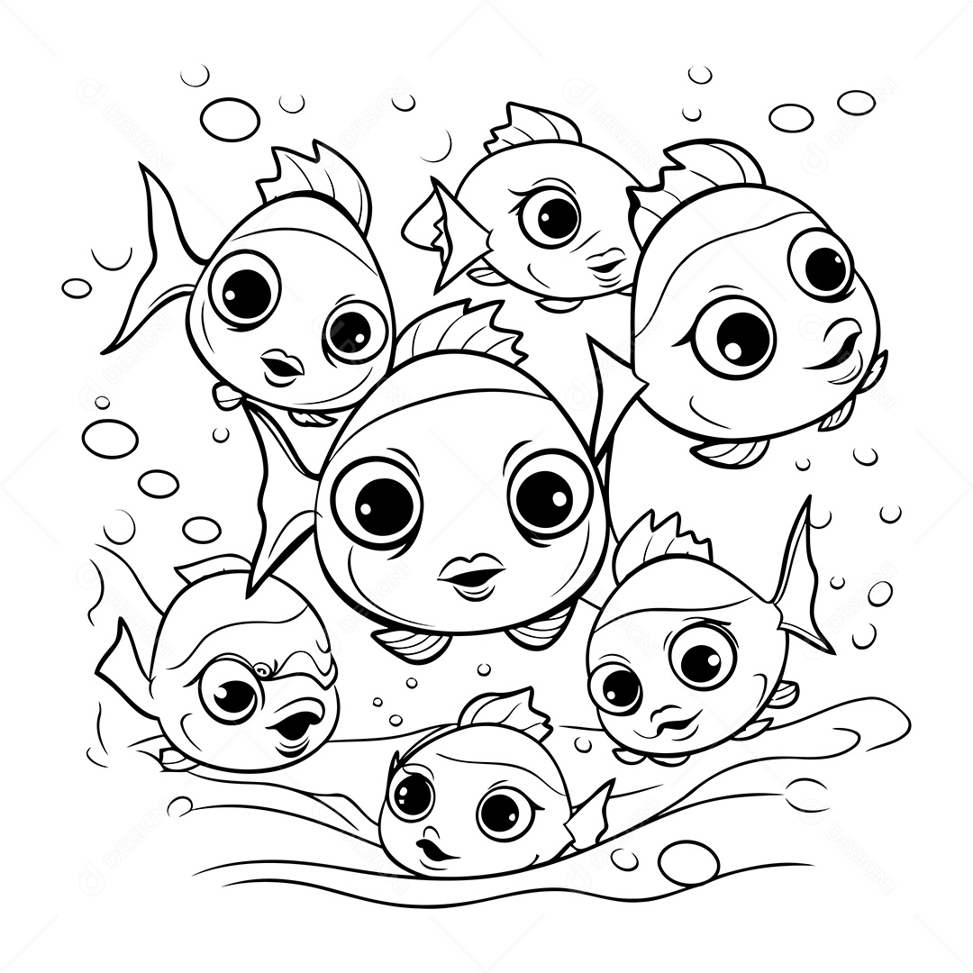 Peixe Desenho Para Colorir Vetor EPS