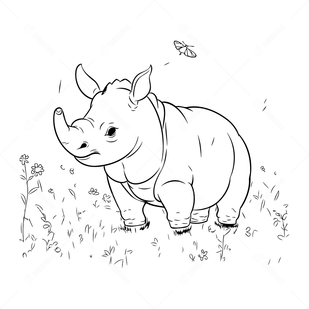 Hipopótamo Desenho Para Colorir Vetor EPS