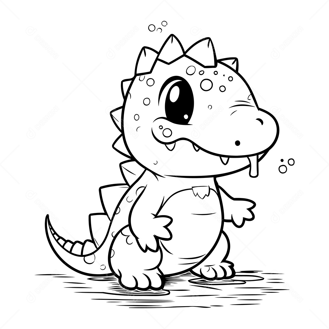 Dinossauro Desenho Para Colorir Vetor EPS