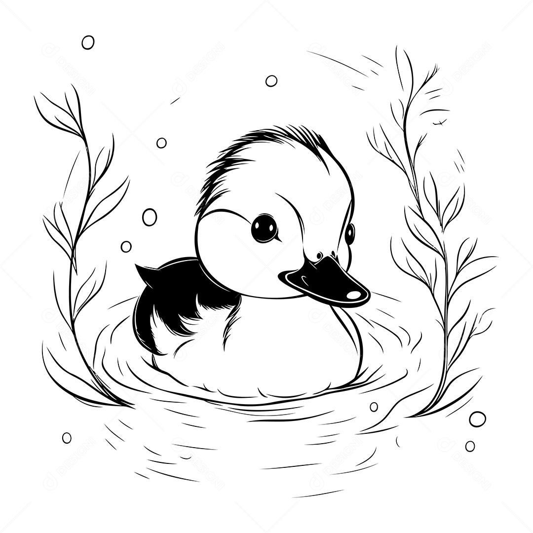 Pato Desenho Para Colorir Vetor EPS