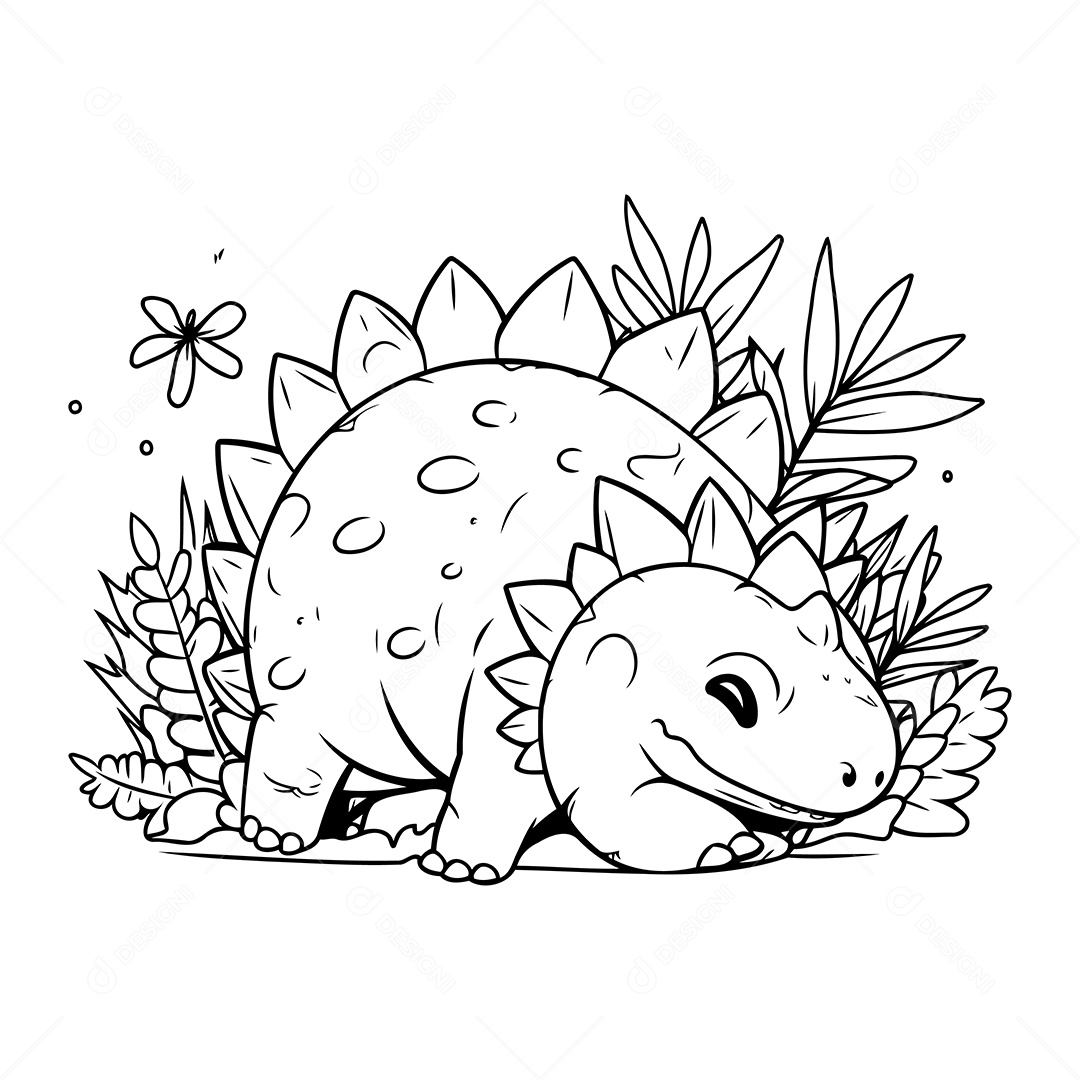 Dinossauro Desenho Para Colorir Vetor EPS