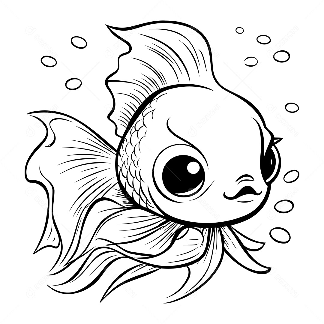 Peixe Desenho Para Colorir Vetor EPS