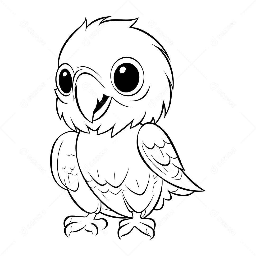 Pássaro Desenho Para Colorir Vetor EPS