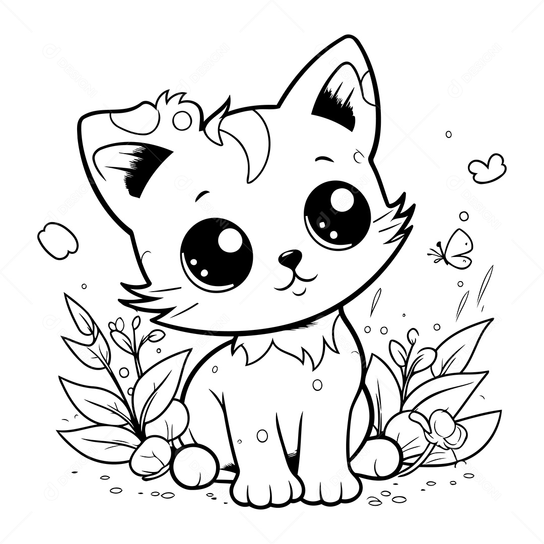 Gato Desenho Para Colorir Vetor EPS
