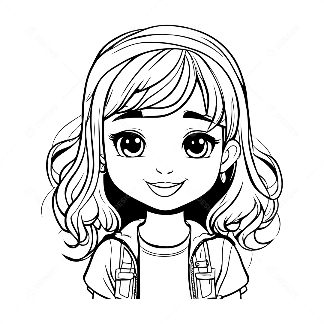 Garota Desenho Para Colorir Vetor EPS