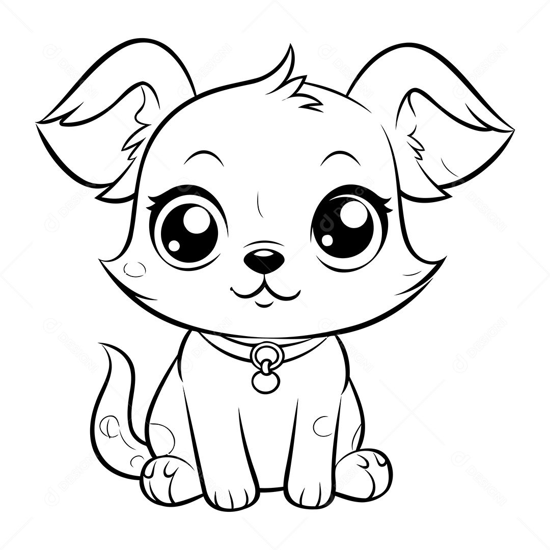 Cachorro Desenho Para Colorir Vetor EPS