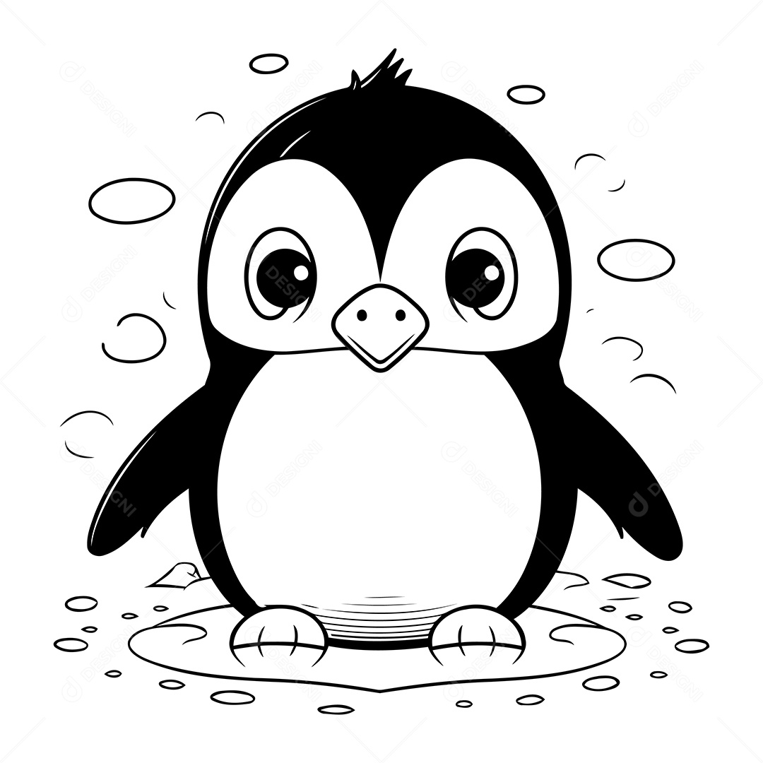 Pinguim Desenho Para Colorir Vetor EPS