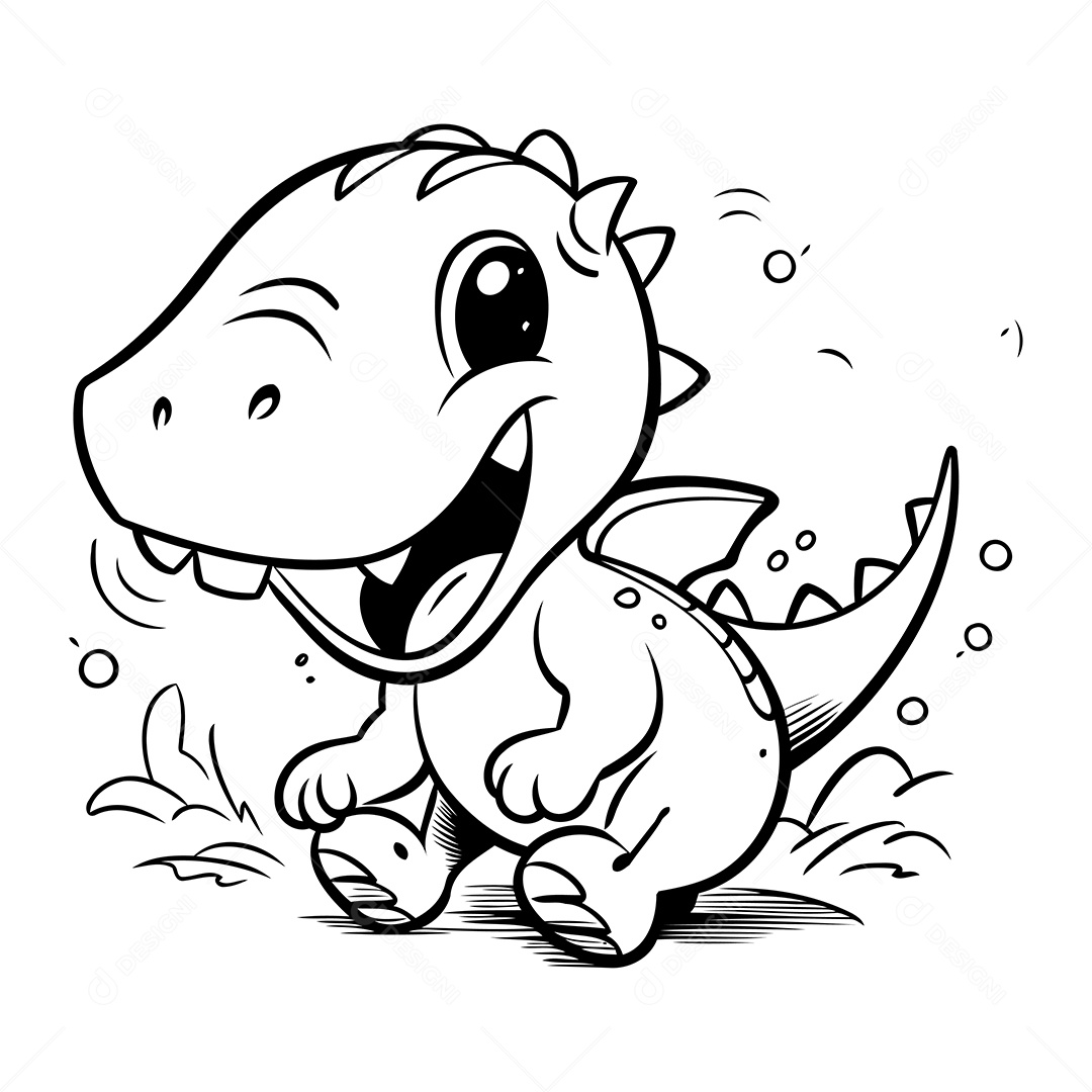 Dinossauro Desenho Para Colorir Vetor EPS