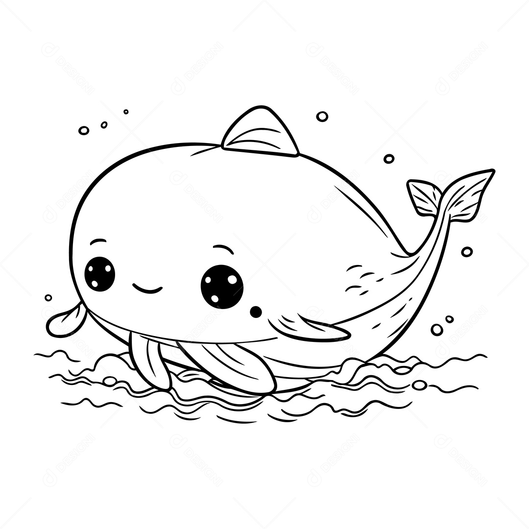 Baleia Desenho Para Colorir Vetor EPS