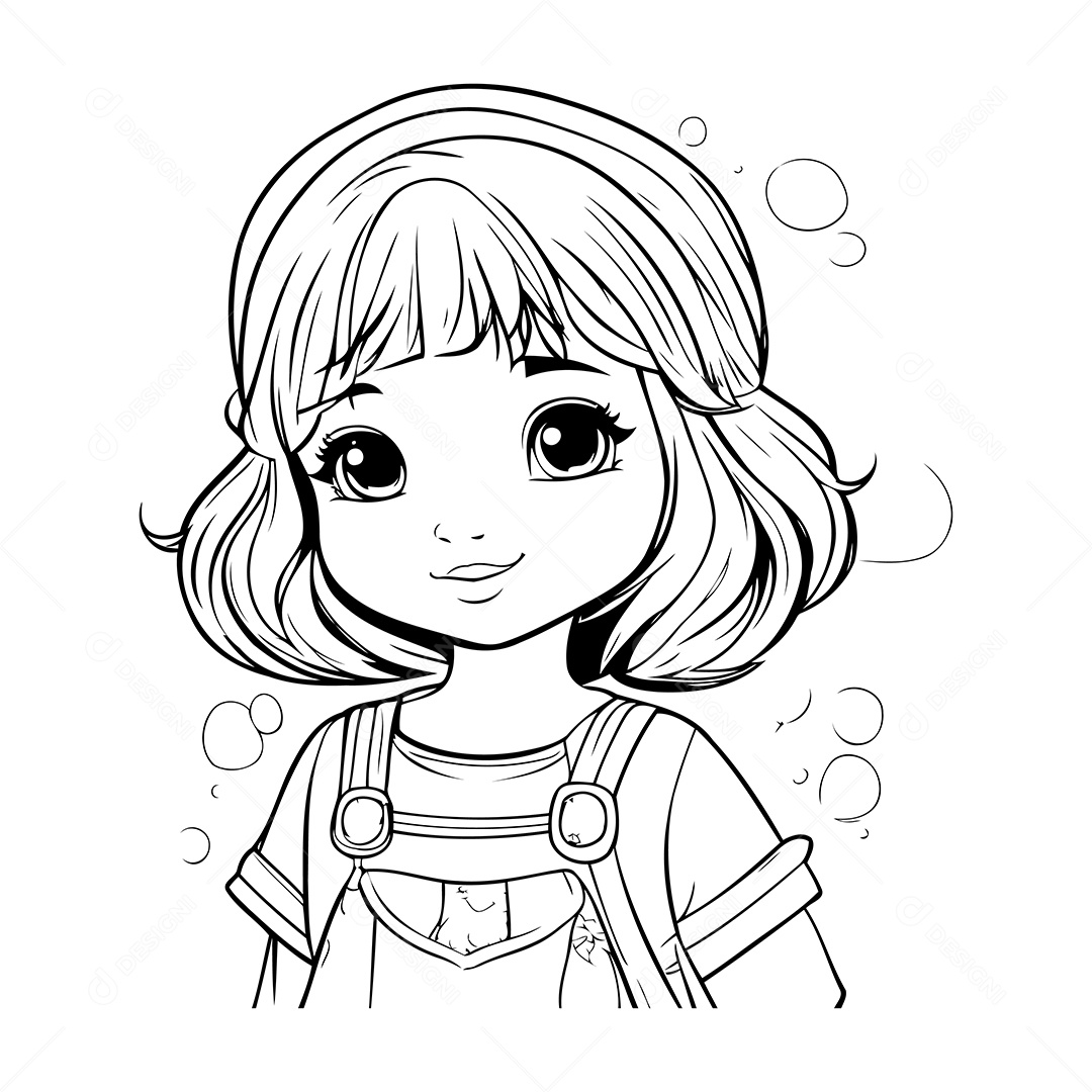 Garota Desenho Para Colorir Vetor EPS