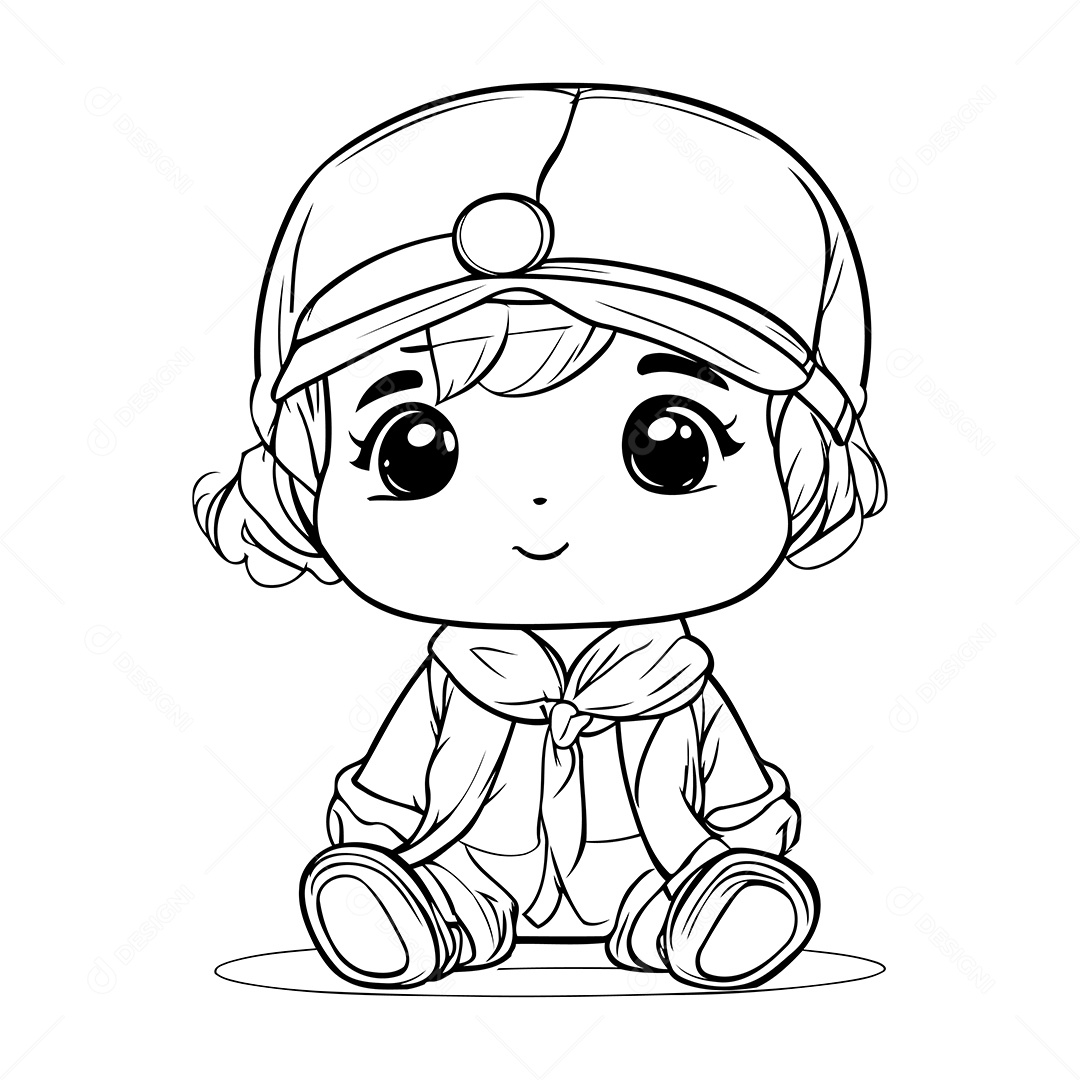 Garoto Desenho Para Colorir Vetor EPS