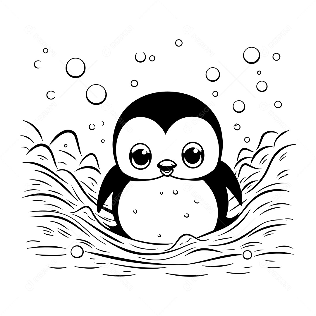 Pinguim Desenho Para Colorir Vetor EPS
