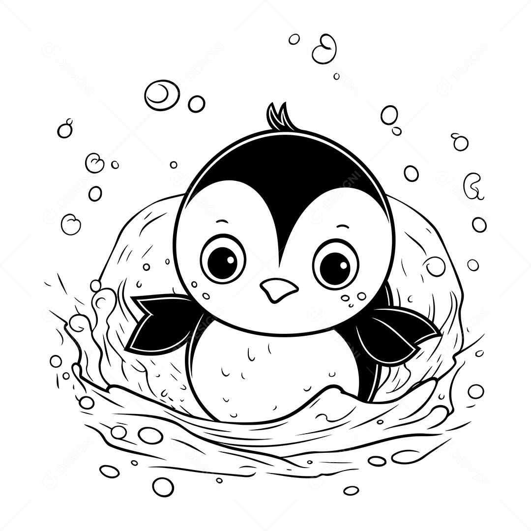 Pinguim Desenho Para Colorir Vetor EPS