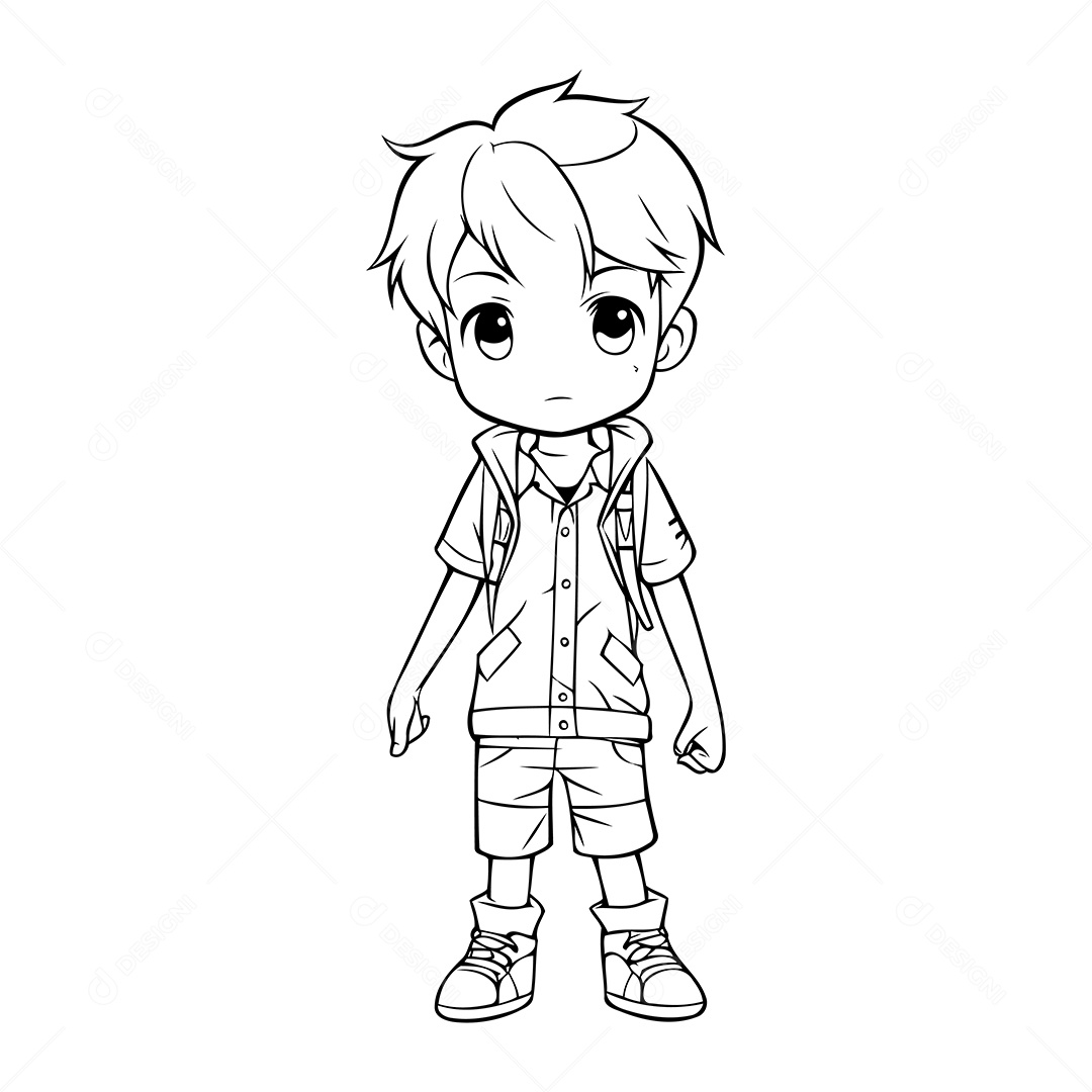 Garoto Desenho Para Colorir Vetor EPS