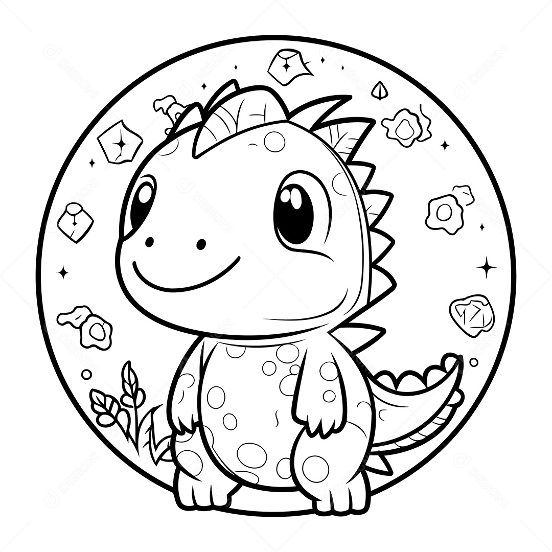 Dinossauro Desenho Para Colorir Vetor EPS
