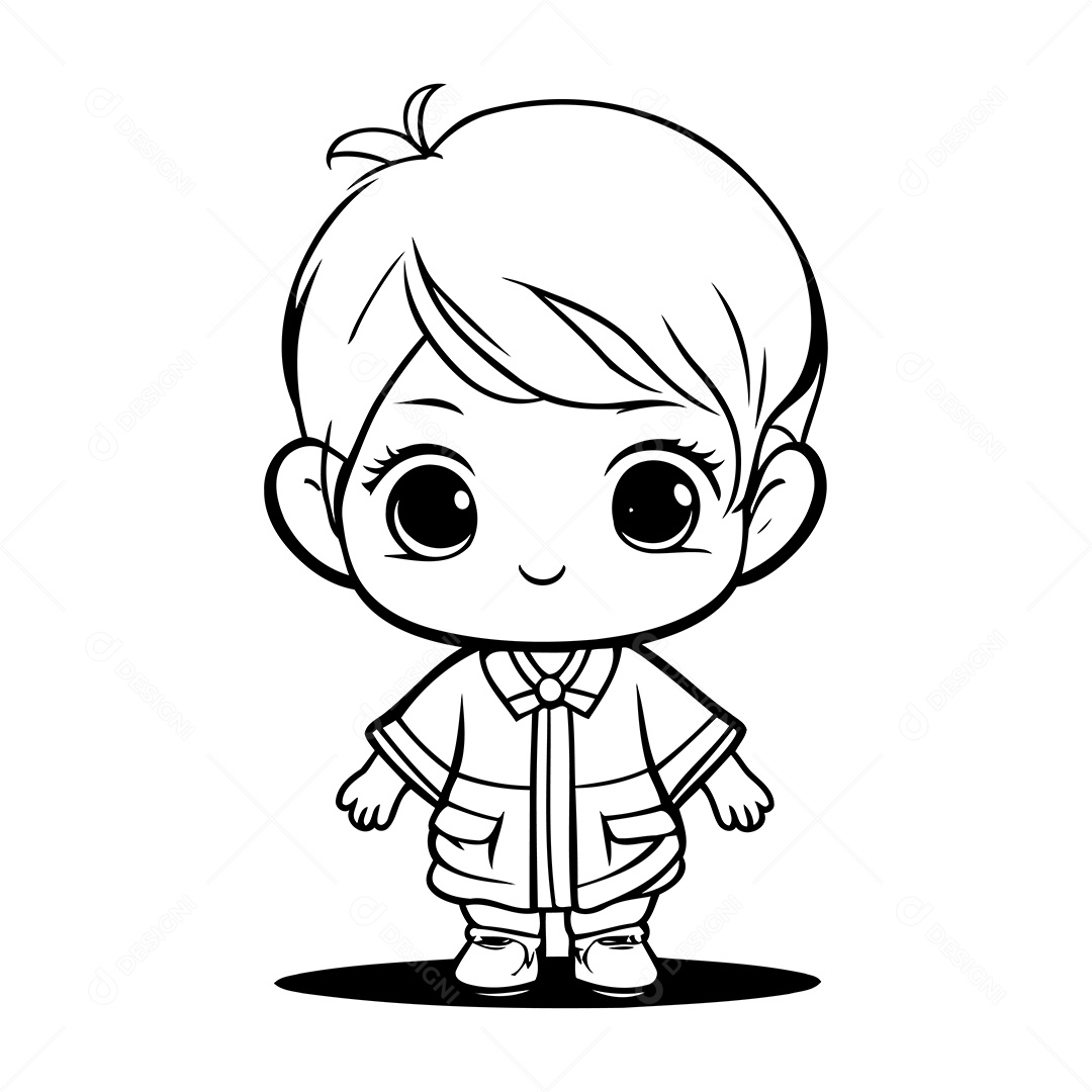 Garoto Desenho Para Colorir Vetor EPS