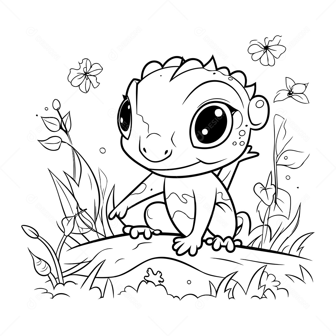 Lagarto Desenho Para Colorir Vetor EPS
