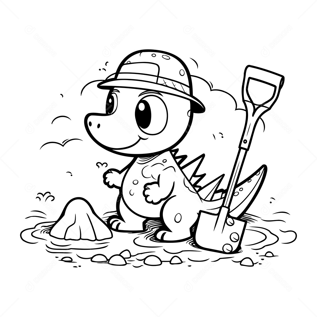 Dinossauro Desenho Para Colorir Vetor EPS