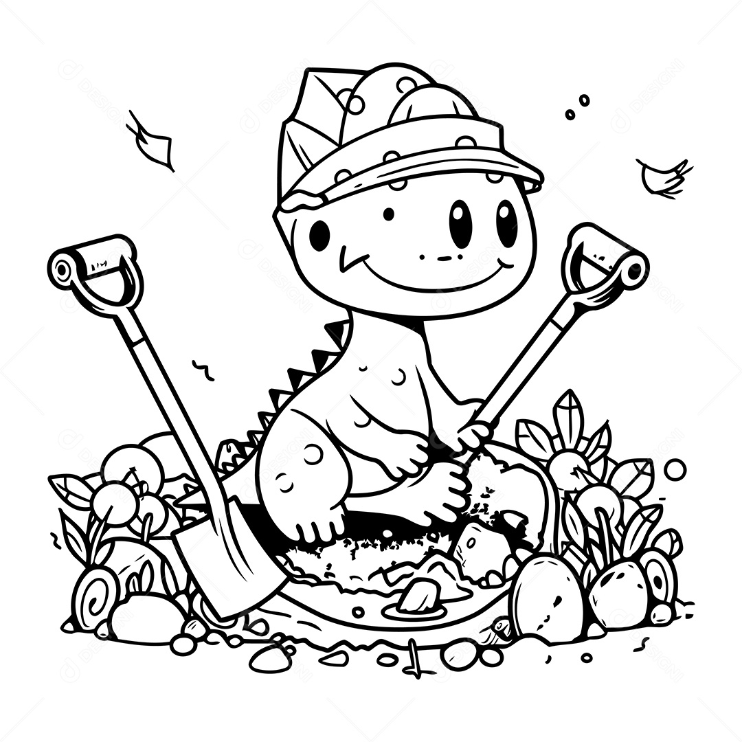 Dinossauro Desenho Para Colorir Vetor EPS