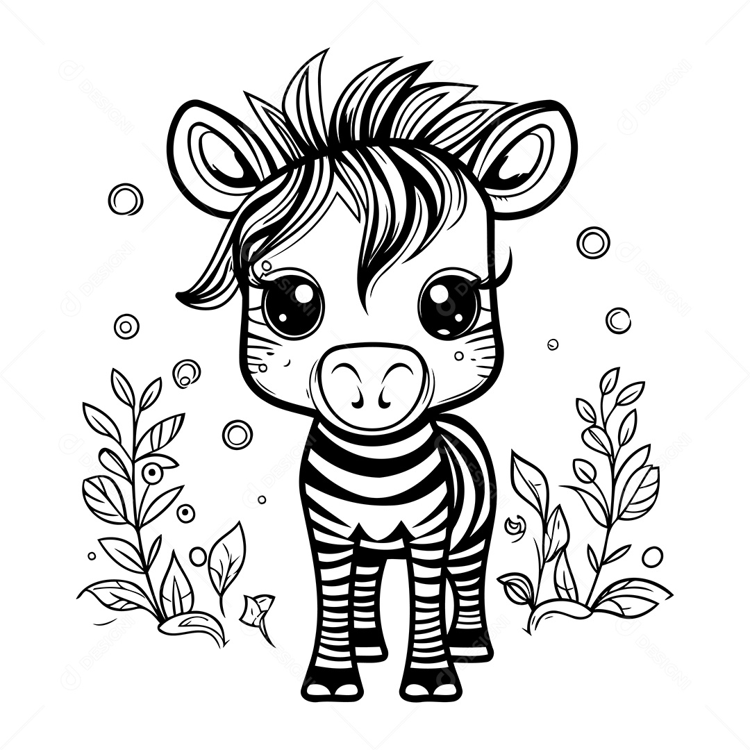 Zebra Desenho Para Colorir Vetor EPS