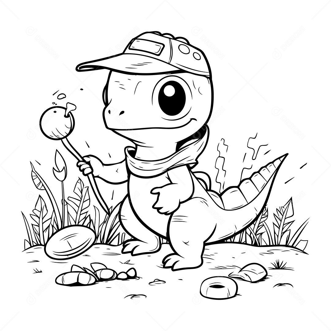 Dinossauro Desenho Para Colorir Vetor EPS