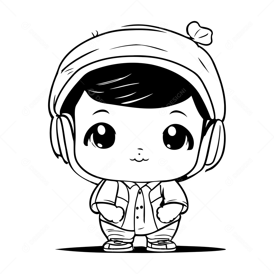 Garoto Desenho Para Colorir Vetor EPS
