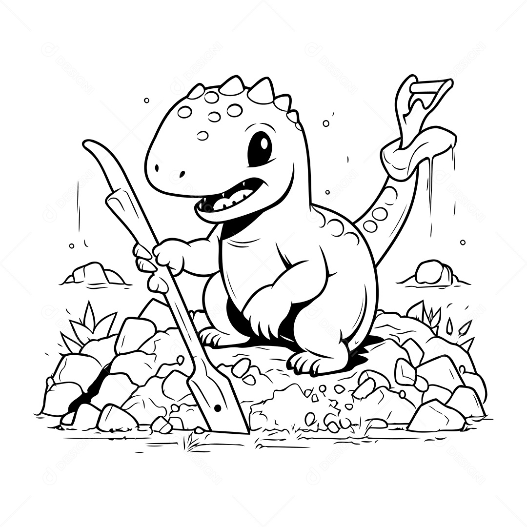 Dinossauro Desenho Para Colorir Vetor EPS