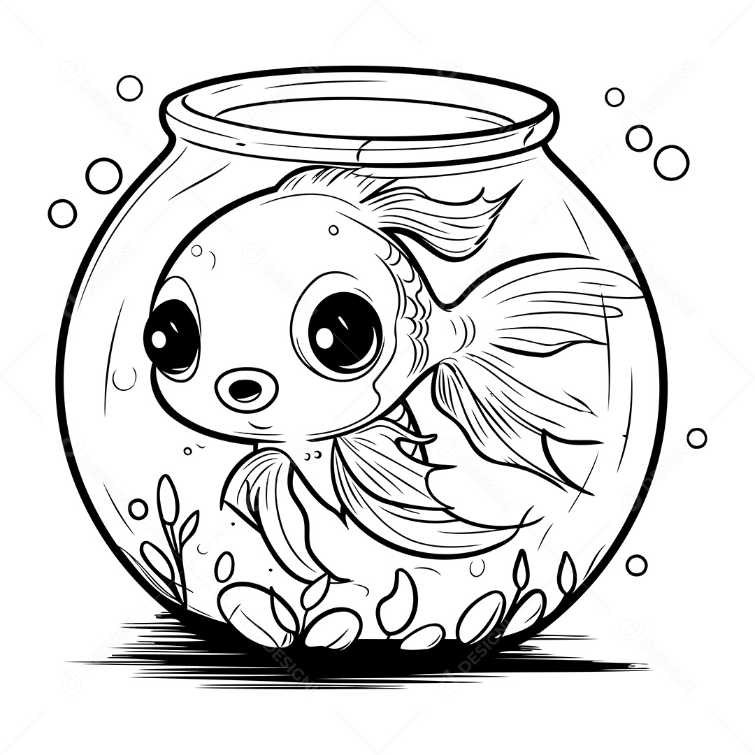 Peixe Desenho Para Colorir Vetor EPS