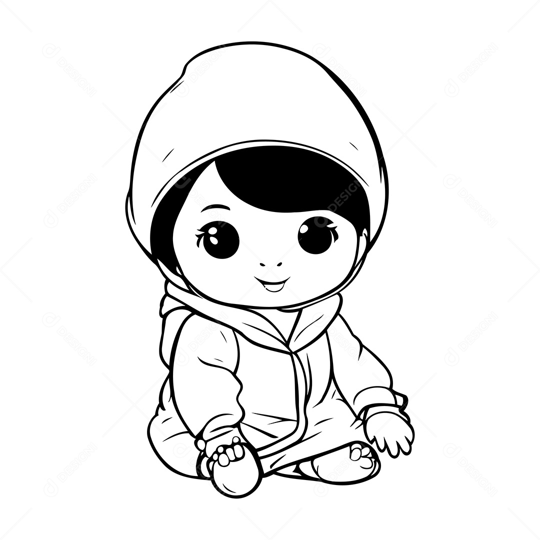 Garota Desenho Para Colorir Vetor EPS