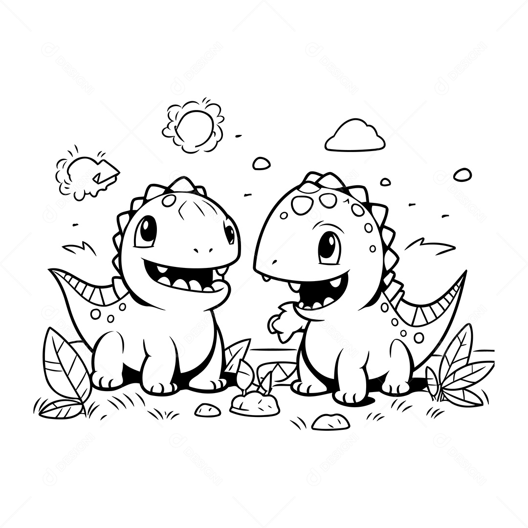 Dinossauro Desenho Para Colorir Vetor EPS