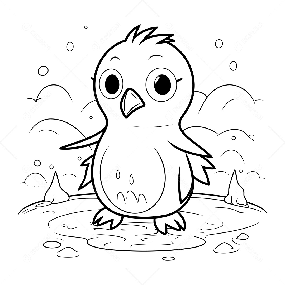 Passarinho Desenho Para Colorir Vetor EPS